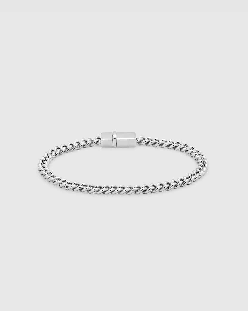 Rounded Curb Bracelet Thick Silver 7,7 Inches | Tom Wood | Herre